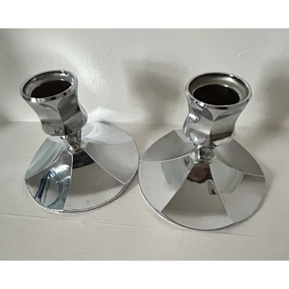 IRVINWARE CHROME CANDLE STICK HOLDER Retro Vintage USA 3